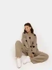 Бежевый меланж костюм женский теплый, двойка