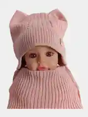 Пудровый шапка и снуд