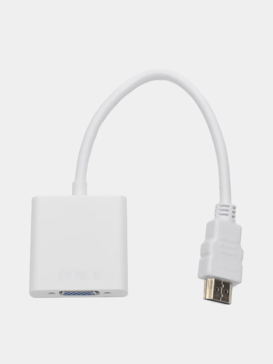 Белый переходник адаптер HDMI на VGA, для подключения компьютера, монитора и видеокарты