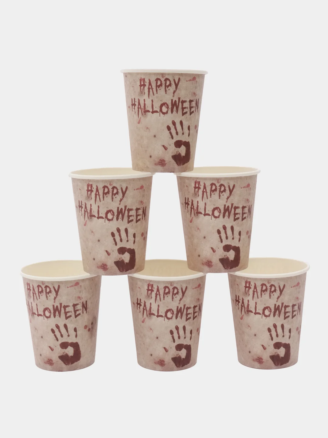 Бежевый стакан бумажный на хэллоуин Halloween party, 250 мл, 6 шт
