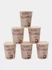 Бежевый стакан бумажный на хэллоуин Halloween party, 250 мл, 6 шт