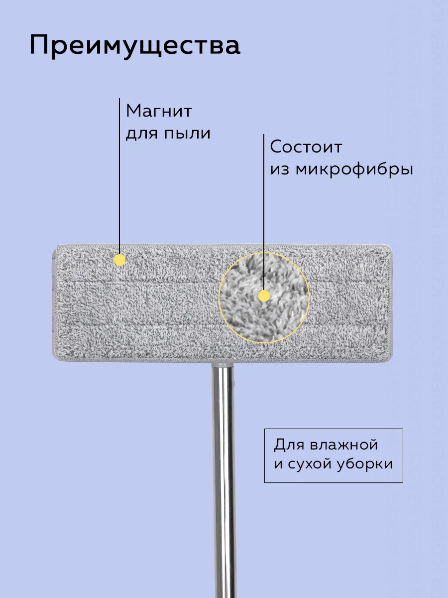 Тряпка для швабры, насадка на швабру с отжимои и ведром Ridberg Scrape Mop Small