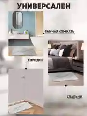 Противоскользящий влагопоглощающий коврик в ванную комнату, быстросохнущий,  50*80 см