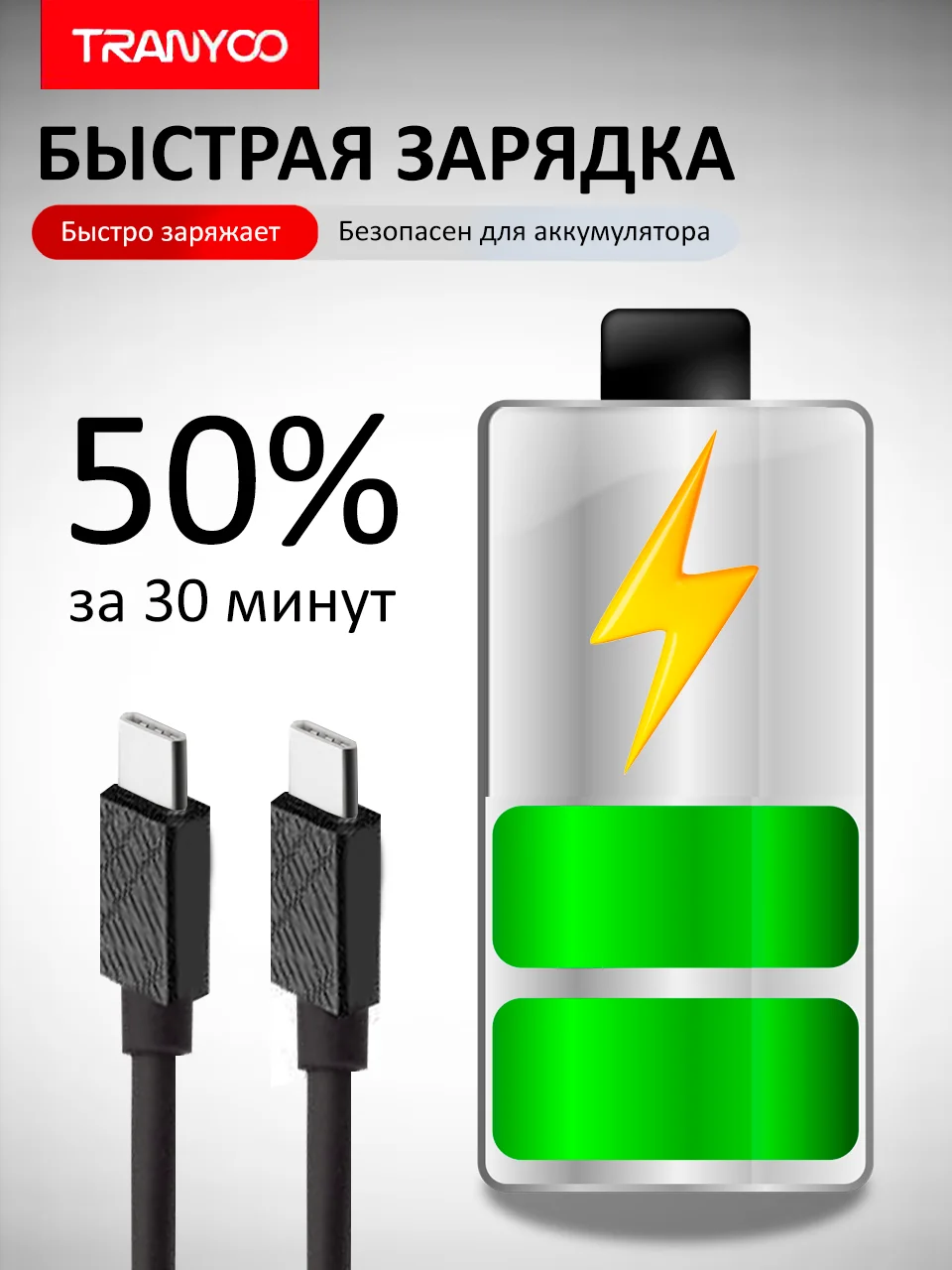 Тёмно-серый блок питания с кабелем для Apple и Android, с быстрой зарядкой Fast Charge, QC 4.0, PD