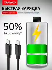 Тёмно-серый блок питания с кабелем для Apple и Android, с быстрой зарядкой Fast Charge, QC 4.0, PD