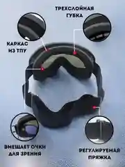 Черный маска горнолыжная, очки сноубордические, с двойным стеклом