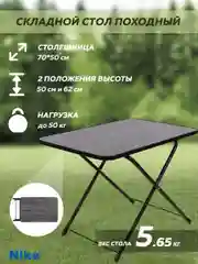 Черный стол складной Ника ТСТ (Ясень черный)