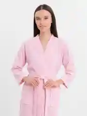 Розовый халат вафельный банный, домашний