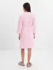 Розовый халат вафельный банный, домашний