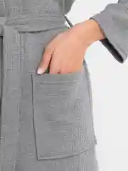 Серый халат вафельный банный, домашний