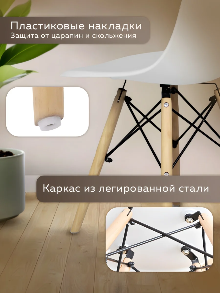 Белый стулья для кухни RIDBERG Style DSW EAMES, обеденные для кухни, столовой, гостиной