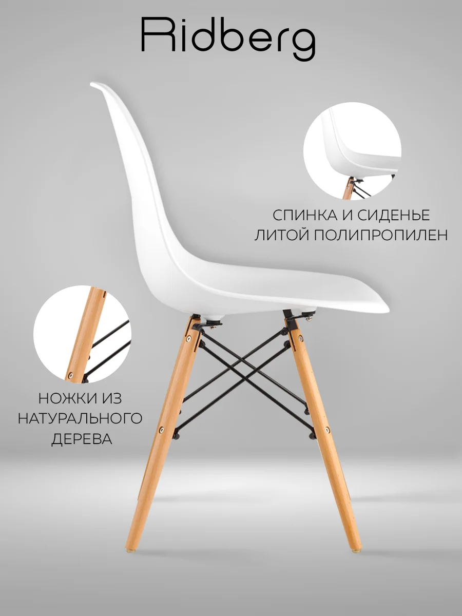 Белый стулья для кухни RIDBERG Style DSW EAMES, обеденные для кухни, столовой, гостиной