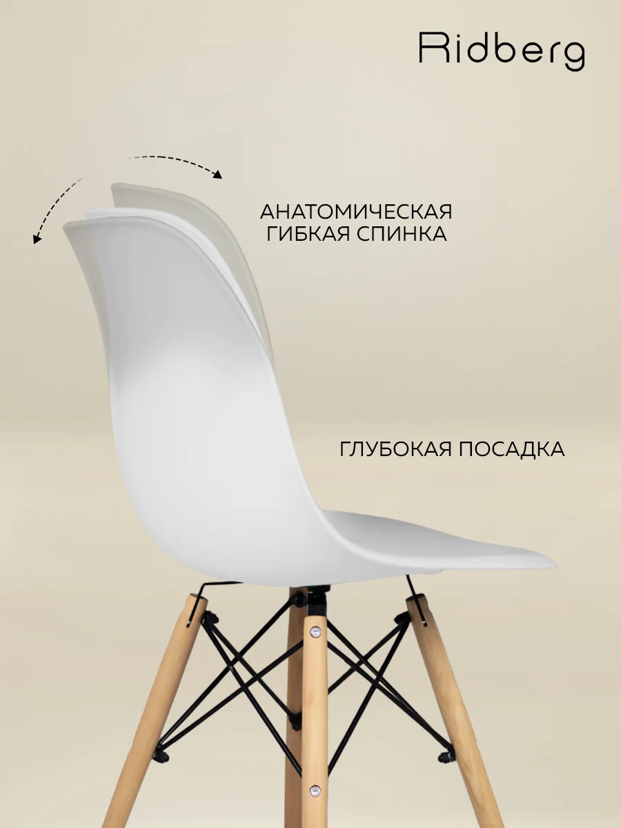 Стулья для кухни RIDBERG Style DSW EAMES комплект 3 шт., обеденные для кухни