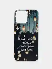 Серый чехол на Apple iPhone 16 Pro Max / Айфон 16 Про Макс прозрачный, с принтом, защита камеры