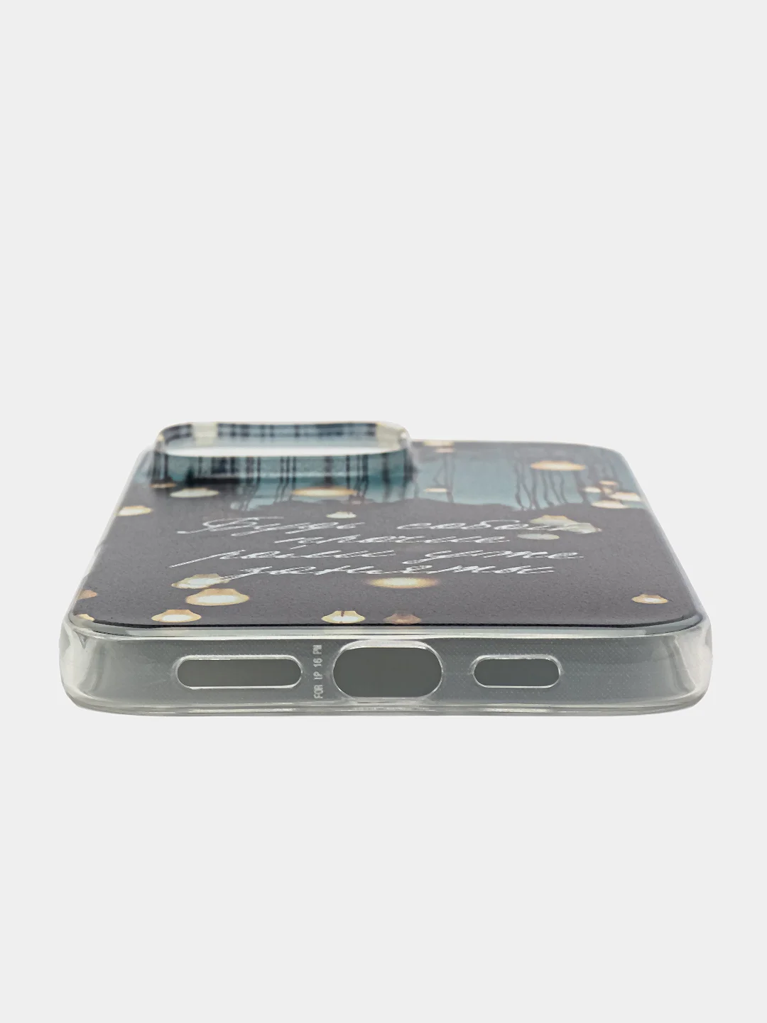 Серый чехол на Apple iPhone 16 Pro Max / Айфон 16 Про Макс прозрачный, с принтом, защита камеры