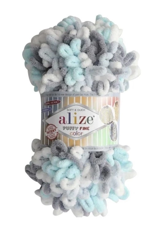 Пряжа плюшевая турецкая Alize Puffy Fine color( с маленькими петлями) 1 шт