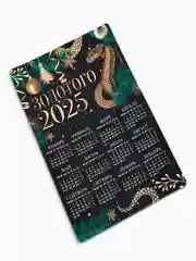 Черный магнит-календарь на 2025 год "Змея" на холодильник, подарок на новый год