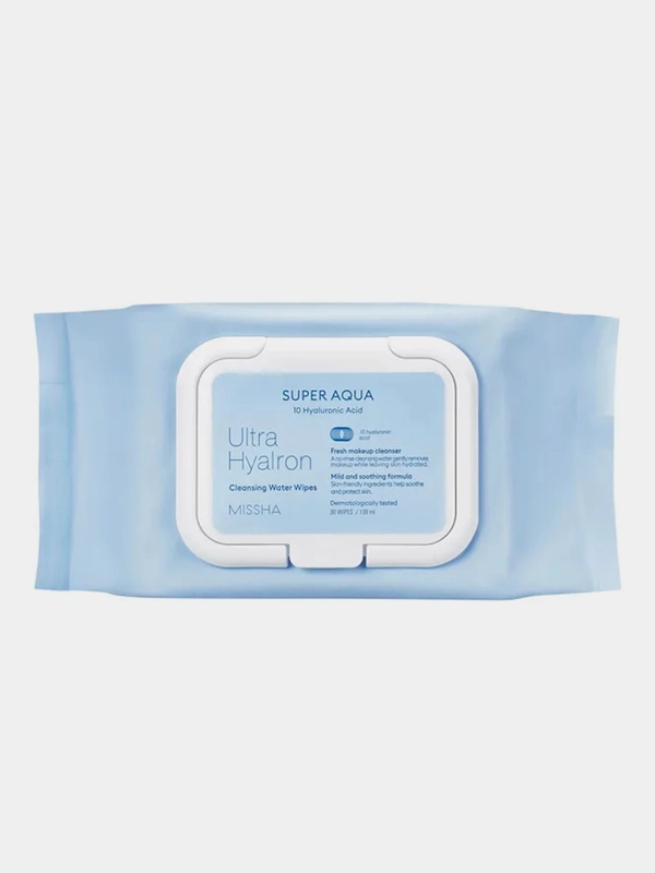 Салфетки для умывания и снятия макияжа MISSHA Super Aqua Ultra Hyalron, 30 штук