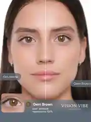 Цветные светло карие линзы Gem Brown с диоптриями