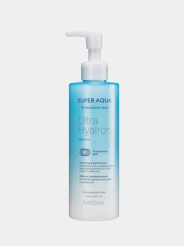 Мягкий гель-скатка для лица MISSHA Super Aqua Ultra Hyalron, пилинг с кислотами, 250 мл