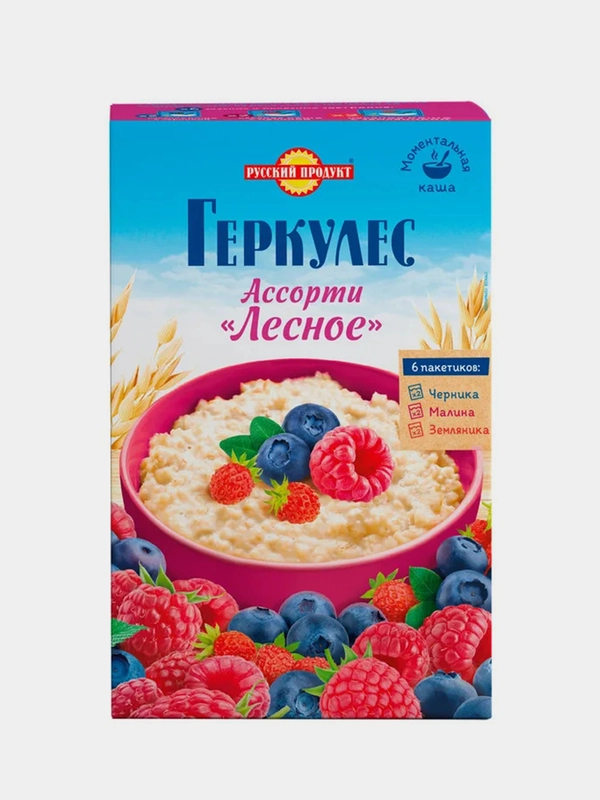 Овсяная каша быстрого приготовления РУССКИЙ ПРОДУКТ Геркулес. Ассорти №4, 6 упаковок х 6г