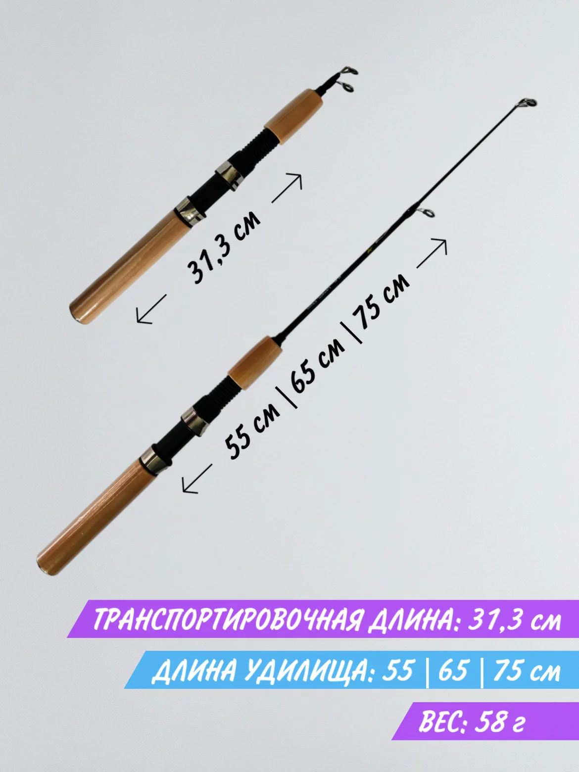 Удочка зимняя для рыбалки, удилище