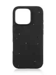 Черный чехол на Apple iPhone 16 Pro блестящий Rosco пластиковый с силиконом, камнями, стразами