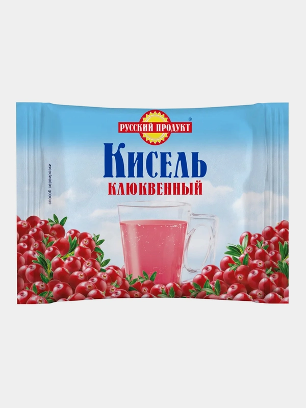 Кисель брикетах РУССКИЙ ПРОДУКТ, со вкусом клюквы, 190 г