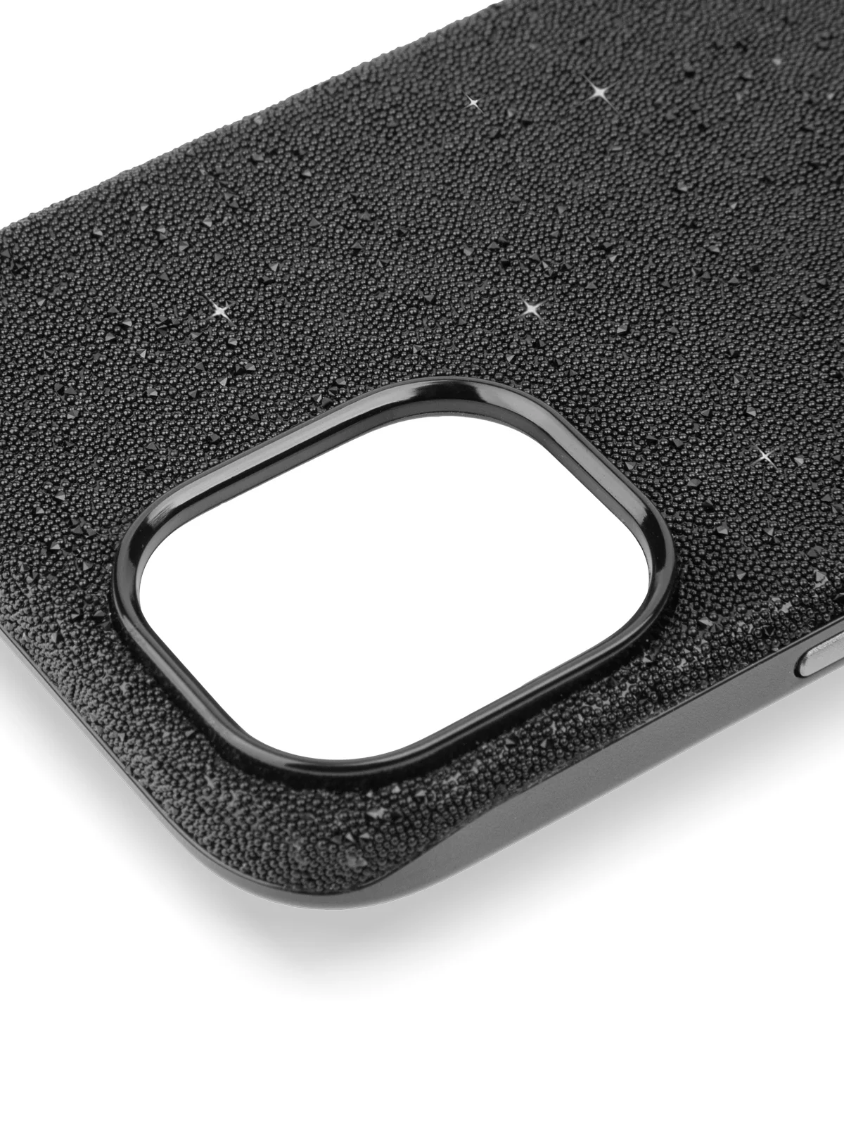 Черный чехол на iPhone 16 блестящий ROSCO, пластиковый, с камнями-стразами, силиконовая защита