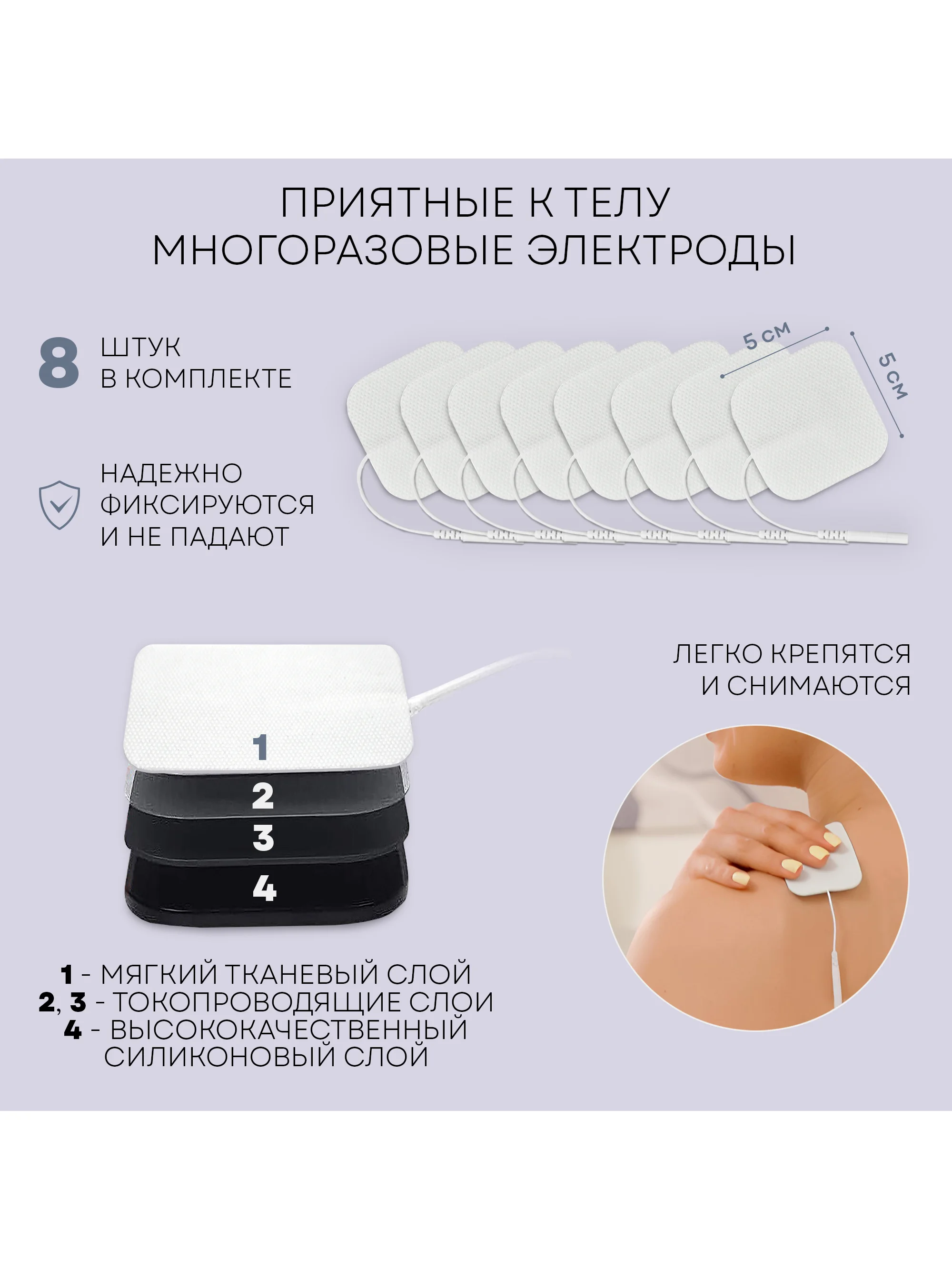Массажер для тела PLANTA EMS-200 миостимулятор, 4 канала, 8 электродов, 10 режимов