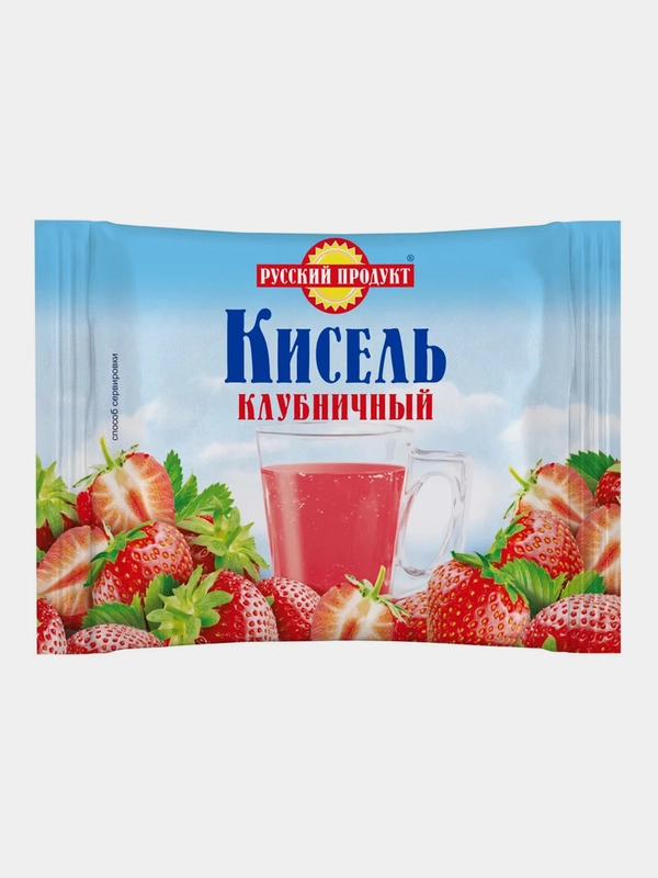 Кисель в брикетах РУССКИЙ ПРОДУКТ, со вкусом клубники, 190 г