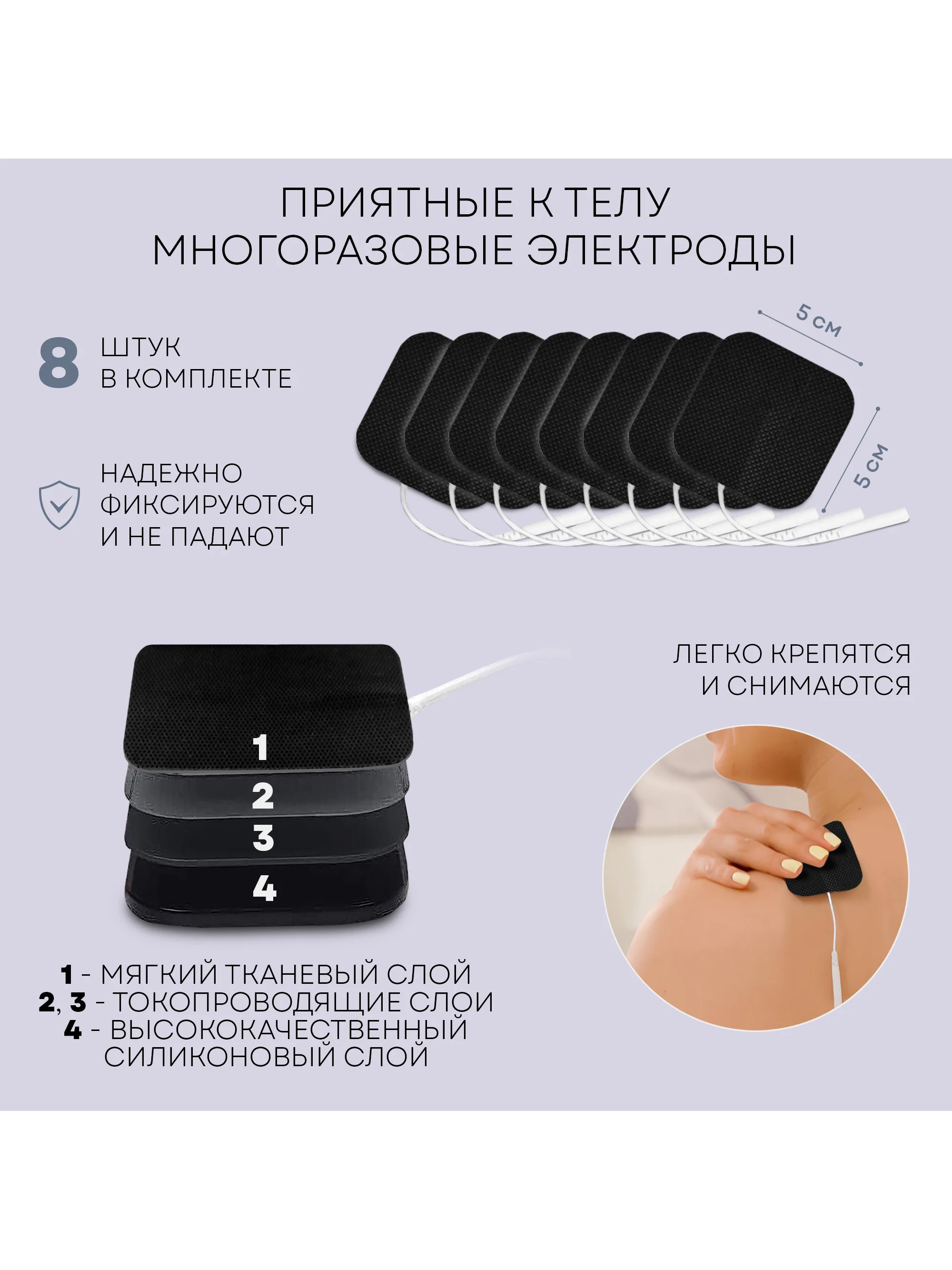 Массажер для тела миостимулятор PLANTA EMS-350, 4 канала, 8 электродов, 12 режимов