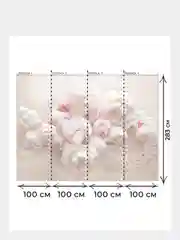 Фотообои 3D на стену флизелиновые "Пионы" 400*283 см, моющиеся виниловые обои