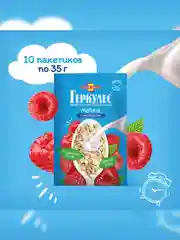 Овсяная каша РУССКИЙ ПРОДУКТ Геркулес с малиной и молоком, 35г, 10 штук