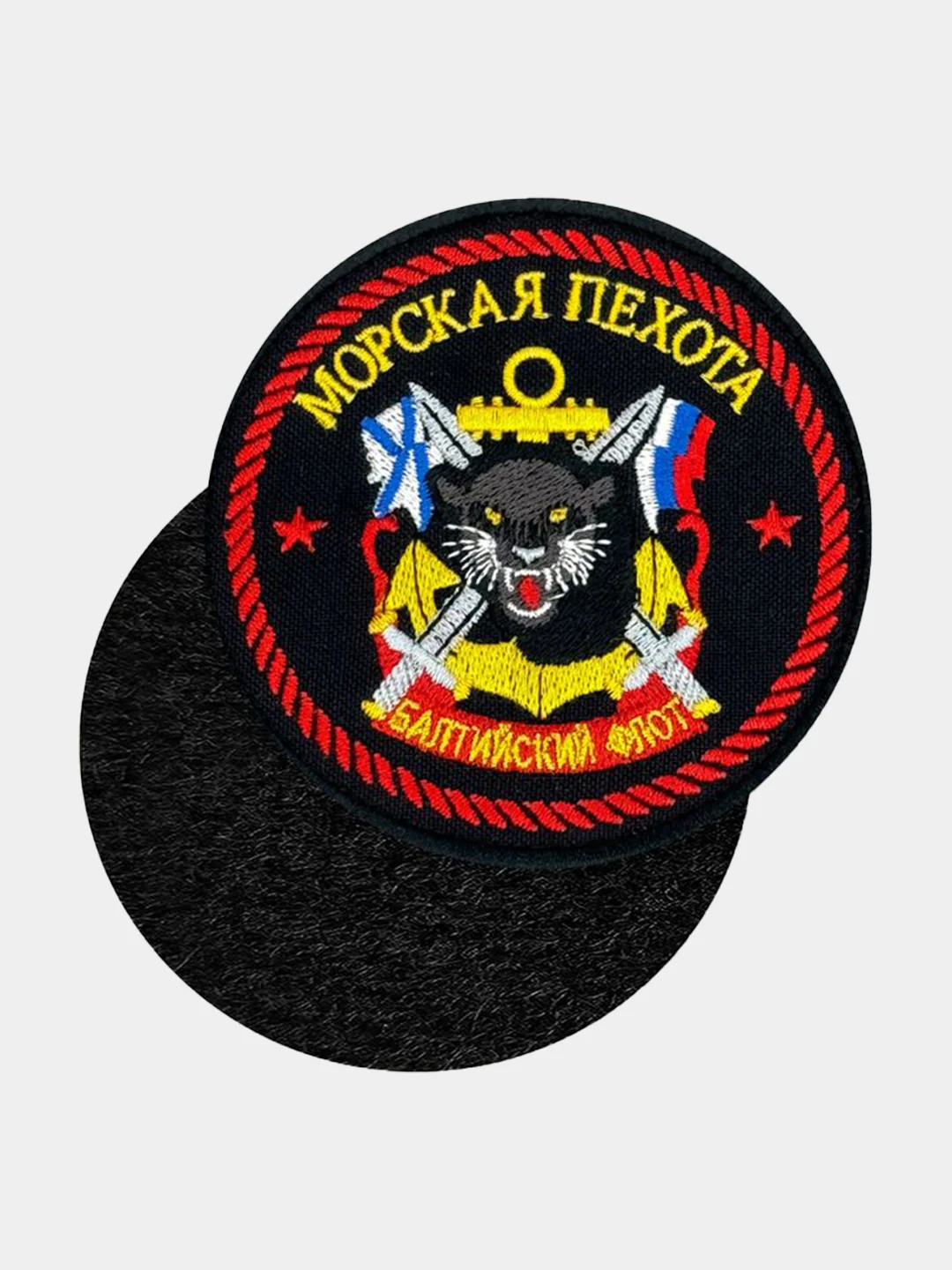 Черный нашивка шеврон на одежду Балтийский флот, на липучке