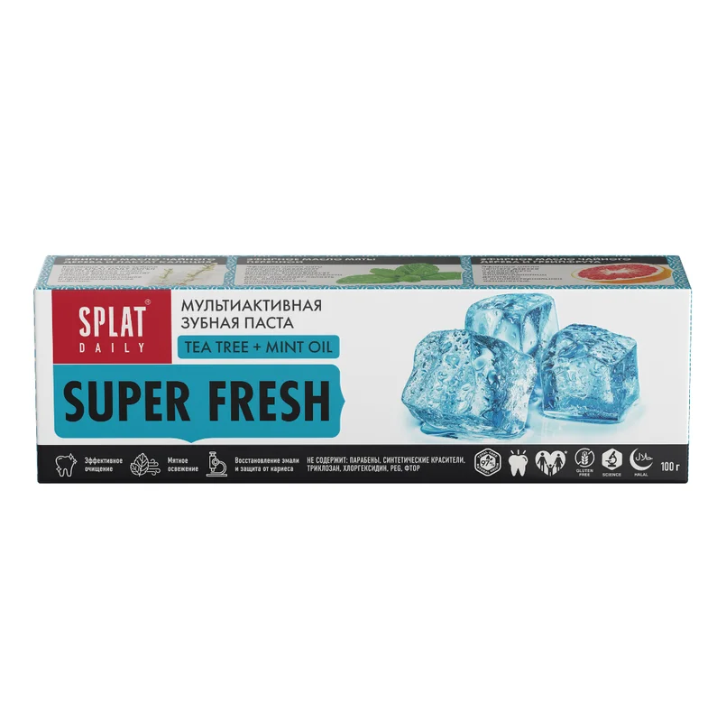 Зубная паста мультиактивная SPLAT Daily Super Fresh, отбеливающая, 100 г