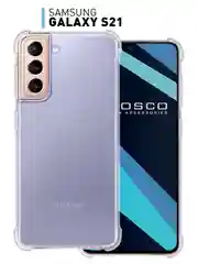 Прозрачный противоударный чехол для Samsung Galaxy S21 силиконовый ROSCO с карманом для карт и углами
