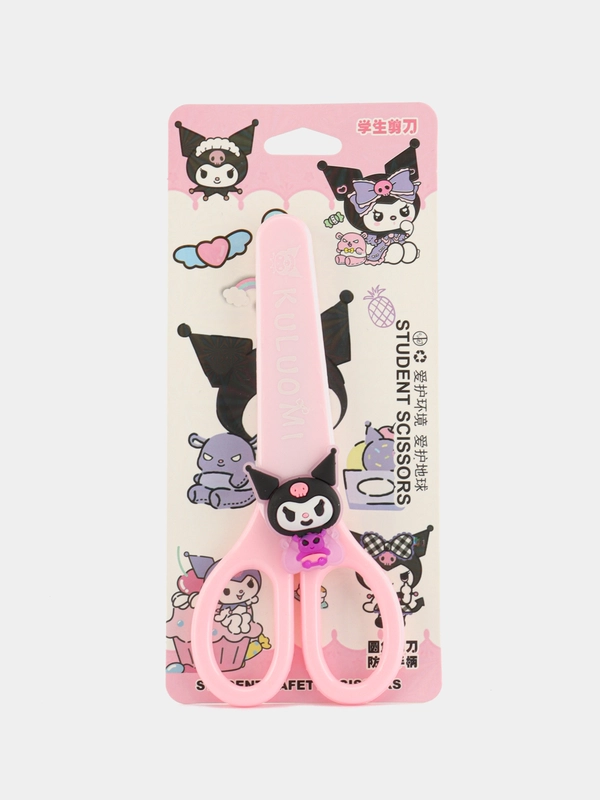 Ножницы канцелярские детские с закругленными лезвиями в чехле Kuromi. Куроми