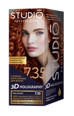 Стойкая краска для волос STUDIO PROFESSIONAL 3D Holography, 7.35 ярко-рыжий, 115 мл