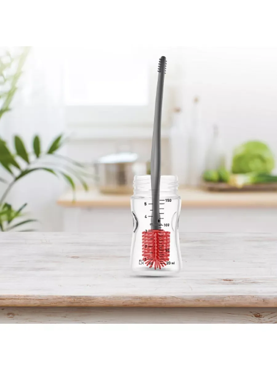 Ершик для чистки бутылочек и сосок BabyJem Red 723