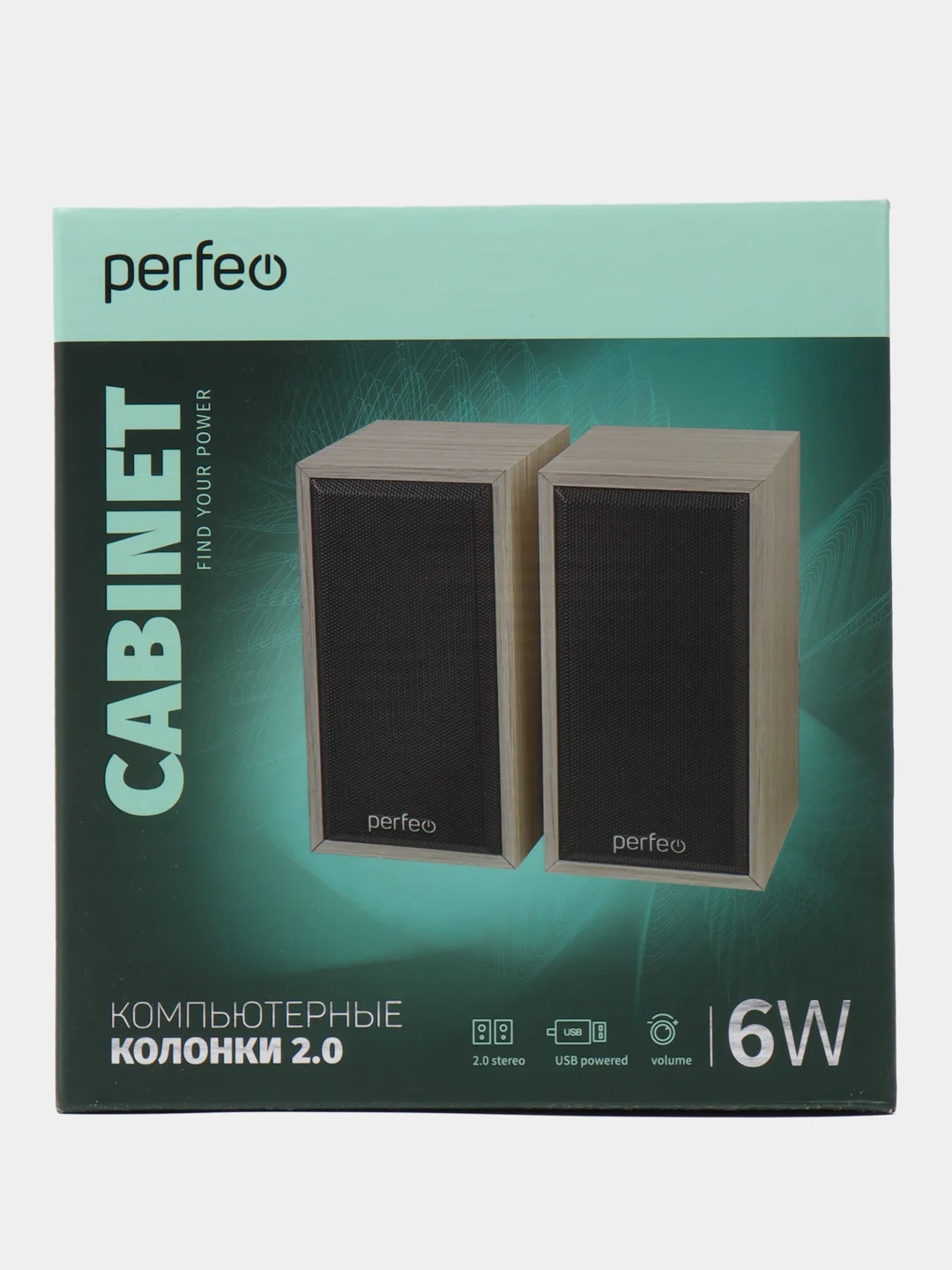 Perfeo колонки "CABINET" 2.0, мощность 2х3 Вт (RMS), махагон, USB