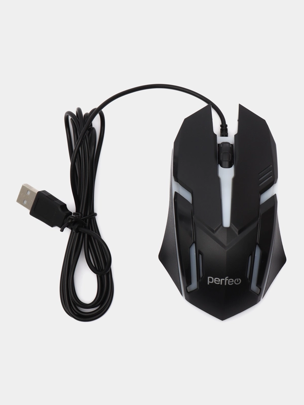 Perfeo мышь оптическая "GRAF", 3 кн, USB, чёрн, GAME DESIGN, 7 цв. подсветка, 1000 DPI
