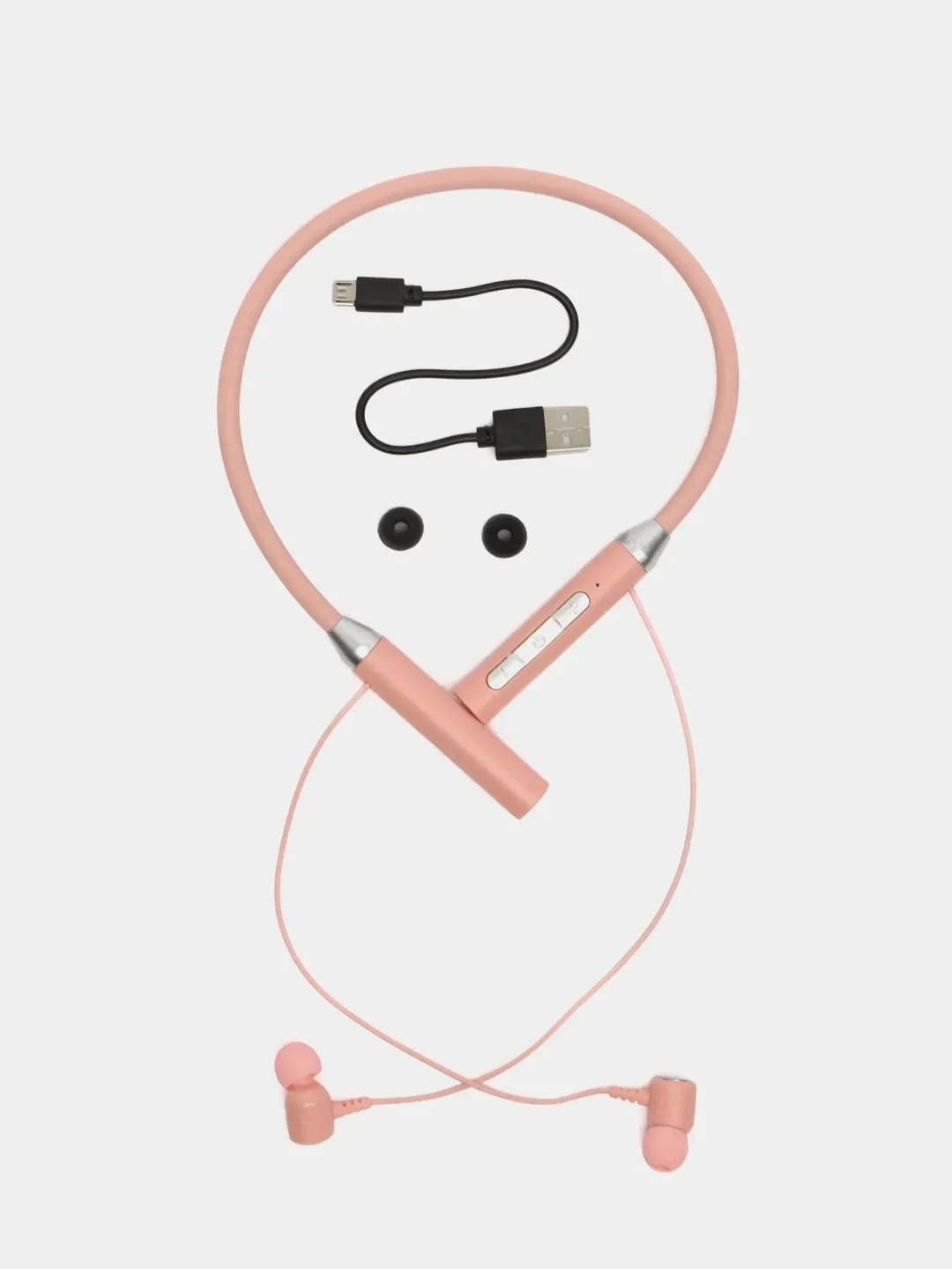 Розовый беспроводные магнитные наушники с микрофоном Music 12D / G08 bluetooth для занятий спортом