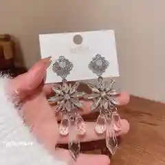 Женские серьги, длинные, висячие, снежинки