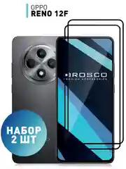 Прозрачный 1-2 шт стекло для Oppo Reno 12F защитное ROSCO прозрачное олеофобное с черной рамкой