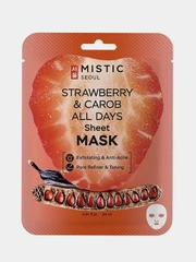 Тканевая маска для лица MISTIC с экстрактами клубники и кэроба, 24мл