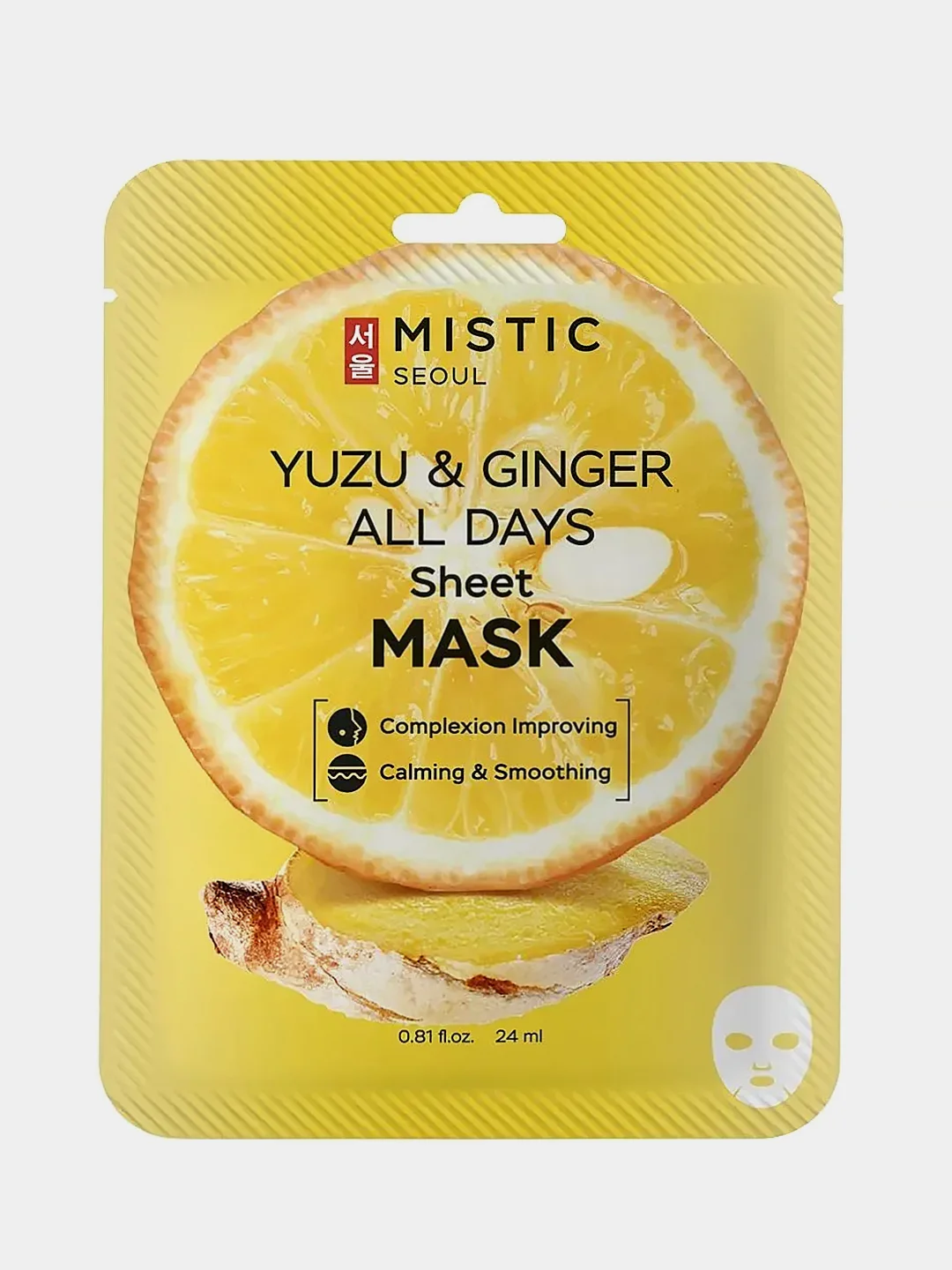 Тканевая маска для лица MISTIC с экстрактами имбиря и юдзу, 24мл