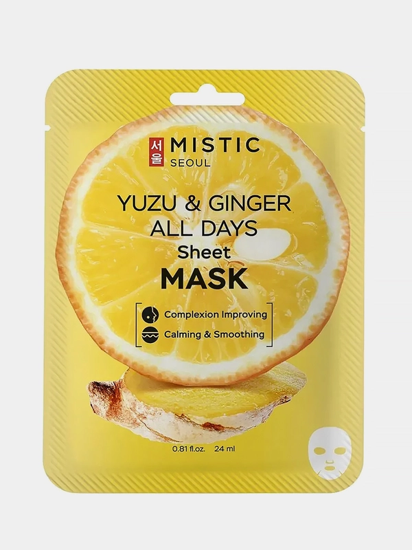 Тканевая маска для лица MISTIC с экстрактами имбиря и юдзу, 24мл