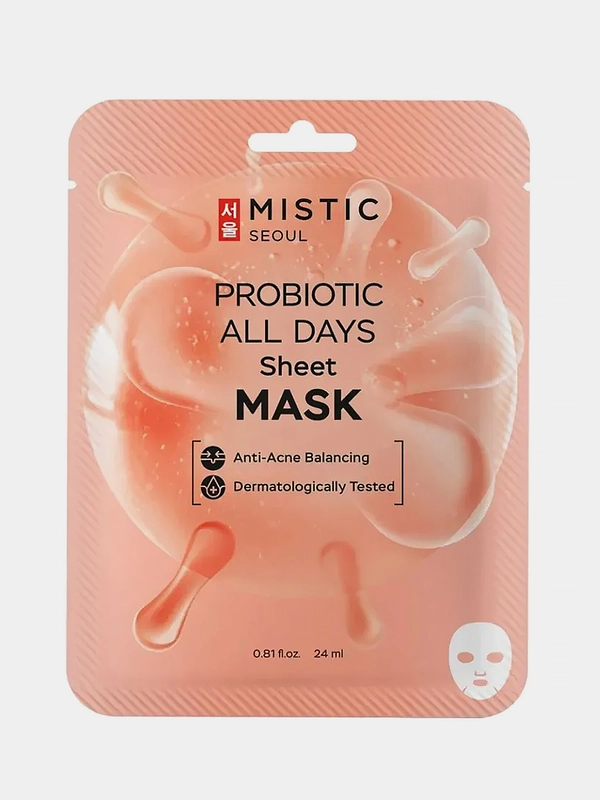 Тканевая маска для лица MISTIC с пробиотиками, 24мл