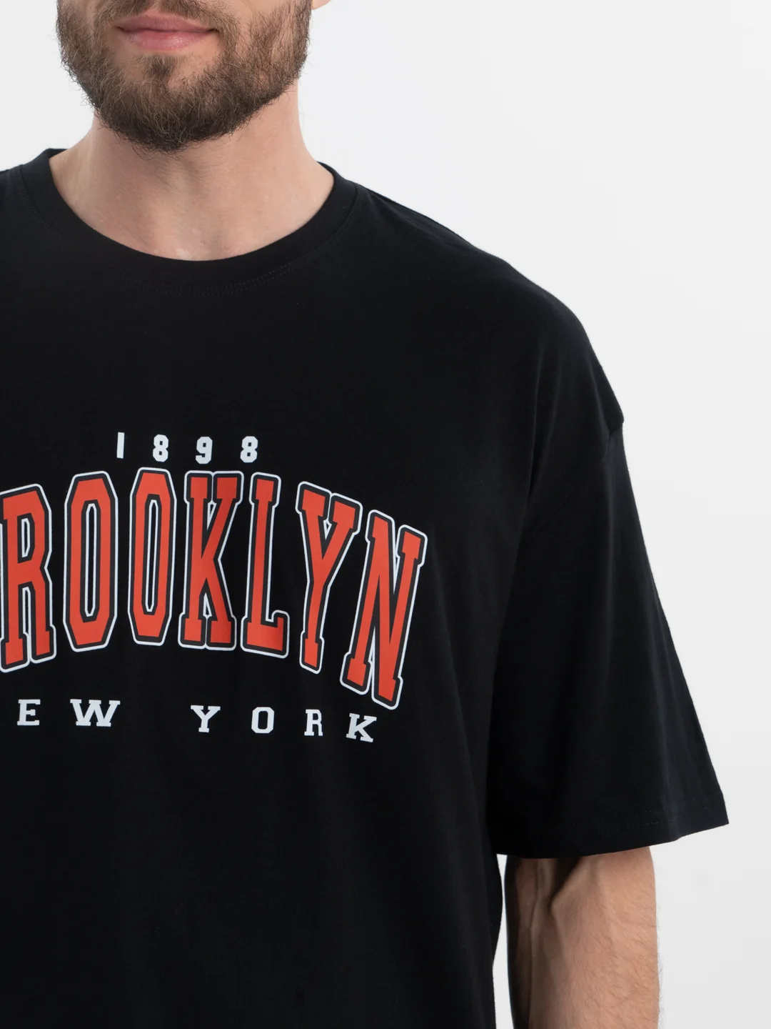 Красный футболка оверсайз "Brooklyn", унисекс, OverSize T-Shirt с принтом, хлопок